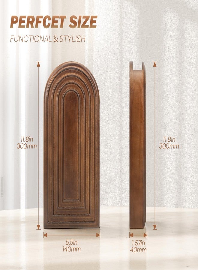 EOSAHR Pine Wood Set of 2 Wall Vases for Indoor Plants & Flowers - Farmhouse Wall Art for Living Room, Office and Home Decor - Hanging Planters with Boho Decor for Fake Plants (Brown) - Image 2